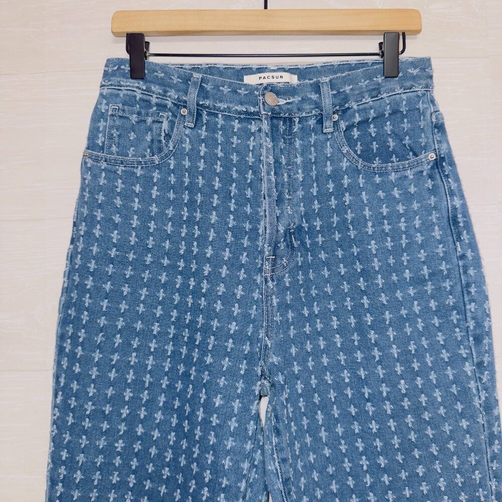Pacsun Women's Medium Wash Denim Textured High Rise Dad Jean size 28 - Picture 2 of 6